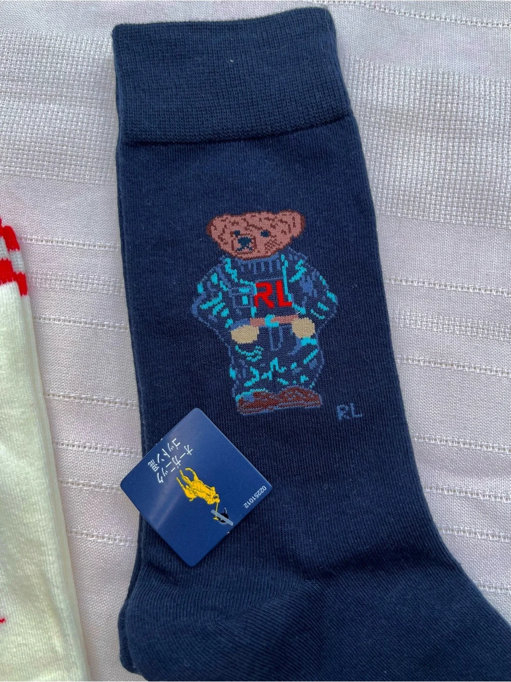Polo by Ralph Lauren Two-Pack Bear Crew Socks - 2 pairs Cream & Navy